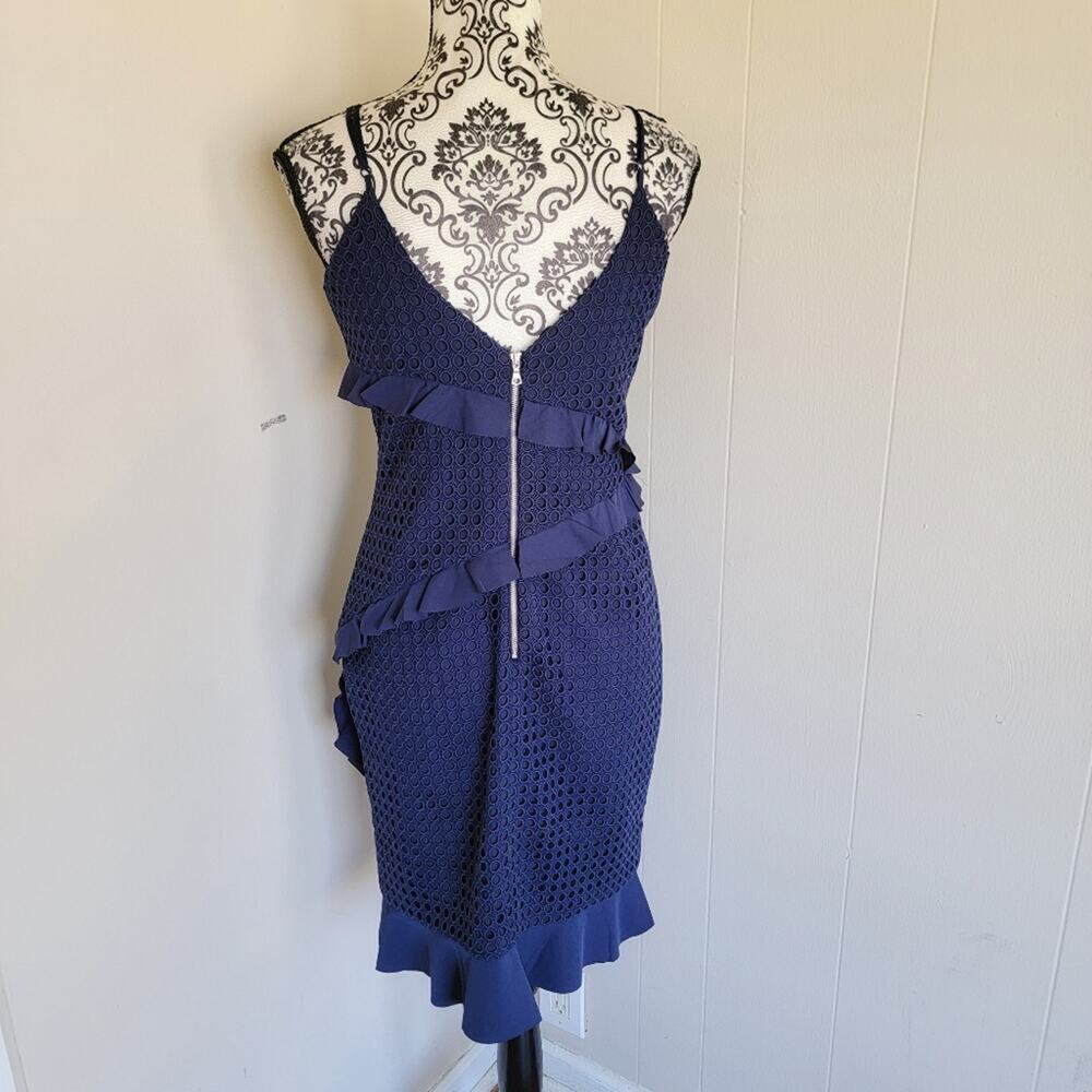 Bardot Navy Ruffle Mini Dress - Picture 2 of 4